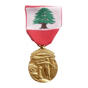 MERITE LIBANAIS 1ERE CLASSE BRONZE DORE ORDONNANCE